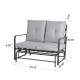 Glitzhome 45.25"L Outdoor Patio Loveseat Glider Chair with Gray Cushions