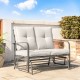 Glitzhome 45.25"L Outdoor Patio Loveseat Glider Chair with Gray Cushions