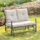 Glitzhome 45.25"L Outdoor Patio Loveseat Glider Chair with Gray Cushions