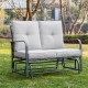 Glitzhome 45.25"L Outdoor Patio Loveseat Glider Chair with Gray Cushions