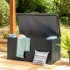 Glitzhome 52.75"L Outdoor Patio Oversized All-Weather Handwoven Wicker Black Storage Box