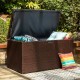 Glitzhome 52.75"L Outdoor Patio Oversized All-Weather Handwoven Wicker Brown Storage Box