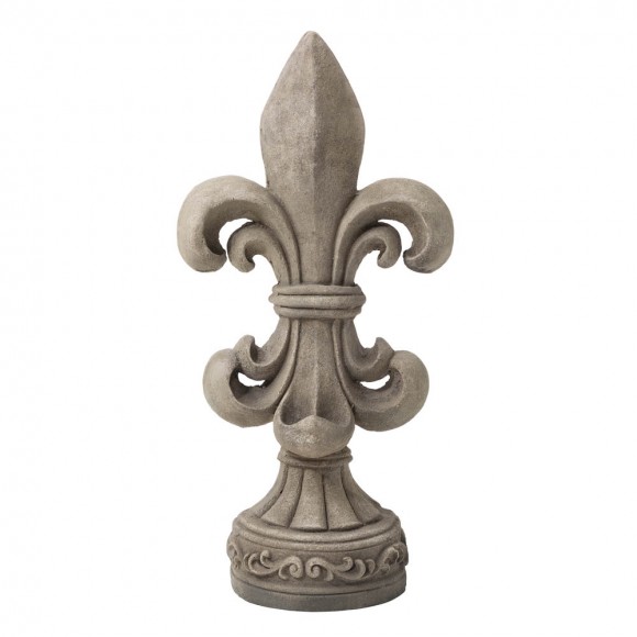 Glitzhome 27.25"H MGO Standing Fleur De Lis Garden Statue