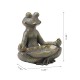 Glitzhome 14.25"H Bronze MGO Yoga Frog Statue