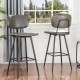 Glitzhome 43"H Grey PU Leather Bar Stool with Back, Set of 2
