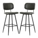 Glitzhome 43"H Grey PU Leather Bar Stool with Back, Set of 2