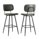 Glitzhome 43"H Grey PU Leather Bar Stool with Back, Set of 2