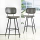 Glitzhome 43"H Grey PU Leather Bar Stool with Back, Set of 2