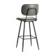 Glitzhome 43"H Grey PU Leather Bar Stool with Back, Set of 2