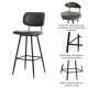 Glitzhome 43"H Grey PU Leather Bar Stool with Back, Set of 2