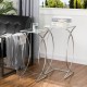 Glitzhome Silver Metal Nesting Side & End Accent Table with Square Glass Top, Set of 2