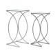 Glitzhome Silver Metal Nesting Side & End Accent Table with Square Glass Top, Set of 2