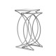 Glitzhome Silver Metal Nesting Side & End Accent Table with Square Glass Top, Set of 2