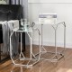 Glitzhome Silver Metal Nesting Side & End Accent Table with Glass Top, Set of 2