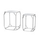 Glitzhome Silver Metal Nesting Side & End Accent Table with Glass Top, Set of 2