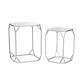 Glitzhome Silver Metal Nesting Side & End Accent Table with Glass Top, Set of 2