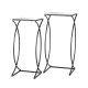 Glitzhome Black Metal Nesting Accent Table with Square Glass Top, Set of 2
