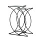 Glitzhome Black Metal Nesting Accent Table with Square Glass Top, Set of 2