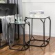 Glitzhome Black Metal Nesting  Side & End Accent Table with Glass Top, Set of 2