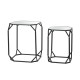 Glitzhome Black Metal Nesting  Side & End Accent Table with Glass Top, Set of 2