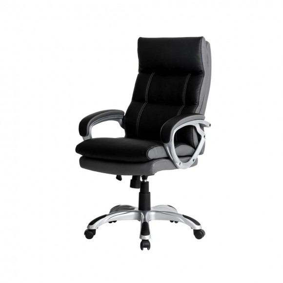Glitzhome Black PU Leather Gaslift Adjustable High-Back Swivel Office Chair