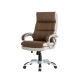 Glitzhome Brown PU Leather Gaslift Adjustable High-Back Swivel Office Chair