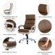 Glitzhome Brown PU Leather Gaslift Adjustable High-Back Swivel Office Chair