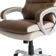 Glitzhome Brown PU Leather Gaslift Adjustable High-Back Swivel Office Chair