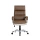 Glitzhome Brown PU Leather Gaslift Adjustable High-Back Swivel Office Chair