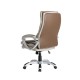 Glitzhome Brown PU Leather Gaslift Adjustable High-Back Swivel Office Chair