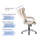 Glitzhome Velvet Gaslift Adjustable High-Back Swivel Office Chair