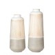 Glitzhome Modern Farmhouse/Modern Industrial Textured Table Metal Vase, Set of 2