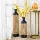 Glitzhome Boho Decorative Gold/Black Floor Metal Vase, Set of 2