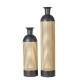 Glitzhome Boho Decorative Gold/Black Floor Metal Vase, Set of 2