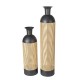 Glitzhome Boho Decorative Gold/Black Floor Metal Vase, Set of 2