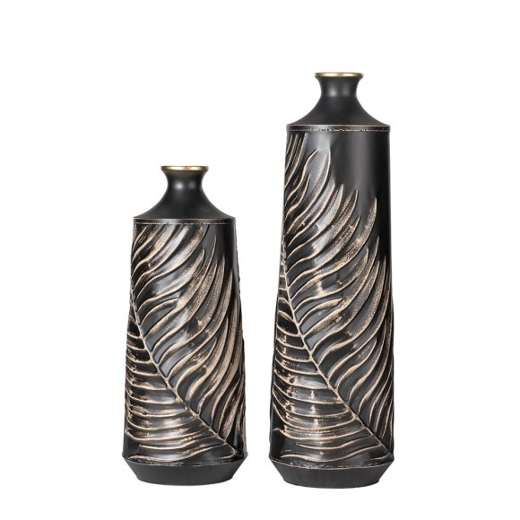 Glitzhome Boho Elegant Decorative Metal Table/Floor Vase, Set of 2