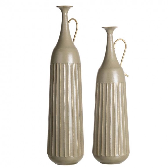 Glitzhome Global/Boho Metal Floor Vase, Set of 2