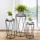 Glitzhome Modern Hexagon Black Metal Plant Stand, Set of 3