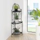 Glitzhome 44.75"H 3-Tiered Black Metal Corner Shelf Plant Stand