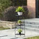 Glitzhome 44.75"H 3-Tiered Black Metal Corner Shelf Plant Stand