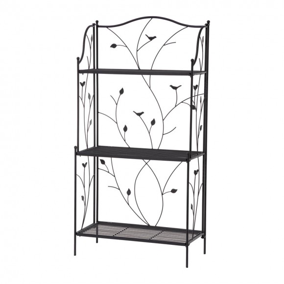 Glitzhome 44.75"H Rectangular 3-Tiered Black Metal Shelf Plant Stand