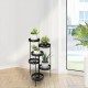 Glitzhome 32"H Foldable 6-Tiered Round Black Metal Plant Stand