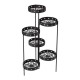 Glitzhome 32"H Foldable 6-Tiered Round Black Metal Plant Stand