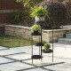 Glitzhome 32"H Foldable 6-Tiered Round Black Metal Plant Stand