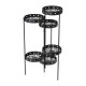 Glitzhome 32"H Foldable 6-Tiered Round Black Metal Plant Stand