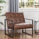 Glitzhome 31.50"H Brown PU Leather Tufted Accent Chair