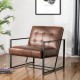 Glitzhome 31.50"H Brown PU Leather Tufted Accent Chair