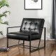 Glitzhome 31.50"H Black PU Leather Tufted Accent Chair