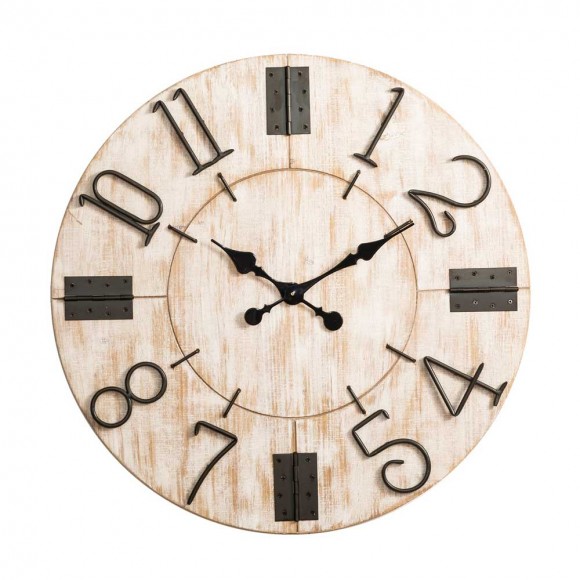 Glitzhome 31.70"D Oversized Farmhouse White Wooden Wall Clock