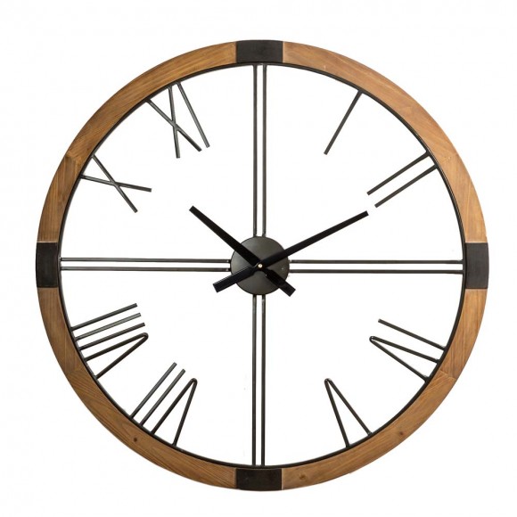 Glitzhome 31.50"D Oversized Modern Farmhouse Metal/Wooden Wall Clock